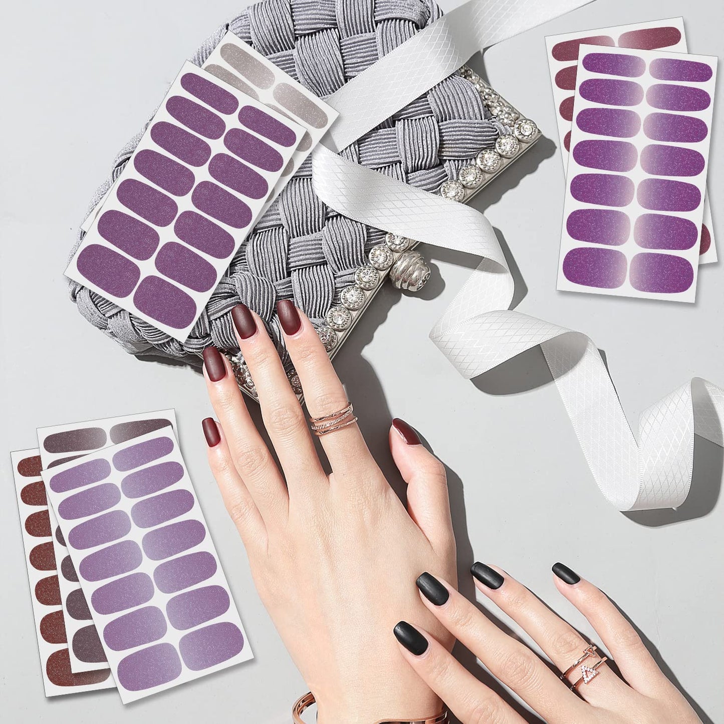 SILPECWEE 16 Sheets Glitter Nail Wraps for Women Nail Polish Strips Self Adhesive Nail Polish Stickers Gel Nail Strips Fingernail Manicure Stickers Nails Art Accessories with 1pc File