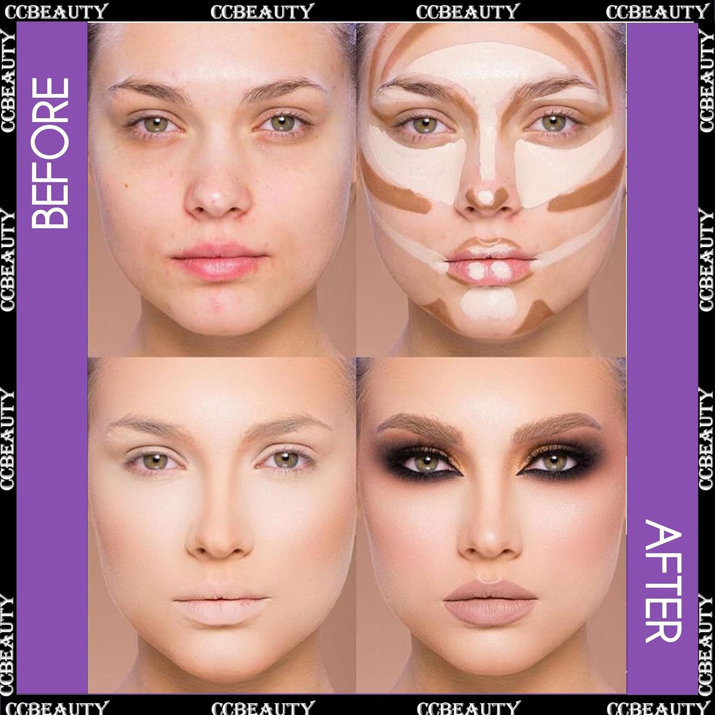 CCbeauty 2-IN-1 Matte Contour Stick Makeup,Cream Dual Highlighter Bronzer Stick, Highlighting & Contouring Kit, Highlight Concealer Sticks for Face Shaping, Long Lasting & Waterproof