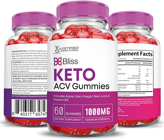 (10 Pack) Bliss Keto ACV Gummies Advanced Formula 1000MG X 10 Bliss Keto Gummies Apple Cider Vinegar Boost Formulated with Pomegranate Beet Juice Powder B12 Vegan Non GMO 600 Gummys