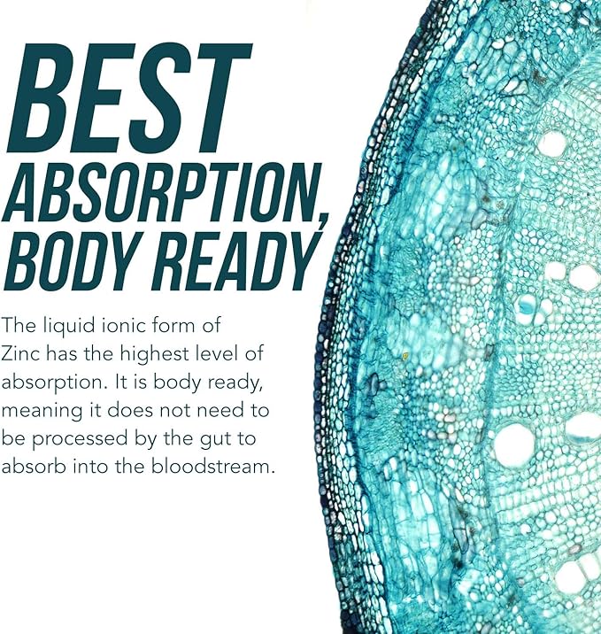 Ionic Liquid Zinc - 8 Month Supply, Adjustable Doses for Entire Family - Zinc Sulfate Form, Vegan, Glass Bottle - Immunity, Brain, Thyroid Support - Best Absorption of Zinc Supplements (2 oz.)