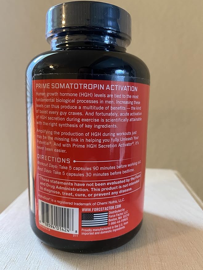 FORCE FACTOR Prime HGH Secretion Activator Supplement for Men with L-Arginine and L-Glutamine to Trigger HGH Production, Boost Workout Force, and Improve Athletic Performance, 150 Capsules