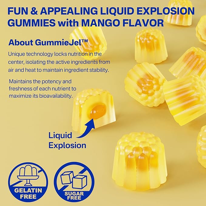 Vegan Omega-3 Gummies 1000mg + Turmeric - Omega 3 Fish Oil Alternative for Adults - Algae Omega DHA 600mg & EPA 300mg, Vitamins A, C, E, Zinc & MSM - Mobility, Immune, Eye & Brain, Sugar Free, 120 Cts