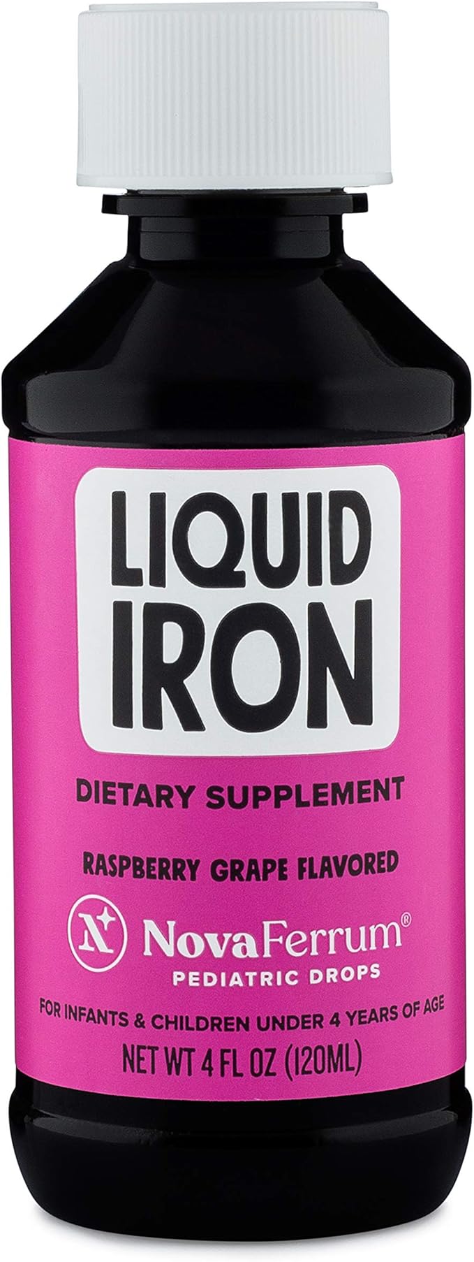 NovaFerrum Yummy | Pediatric Drops Liquid Iron Supplement for Infants and Toddlers | Liquid Iron for Kids | 15mg of Iron Per 1mL Dose | Ages 4 & Under | Gluten Free Certified | Sugar-Free | Raspberry