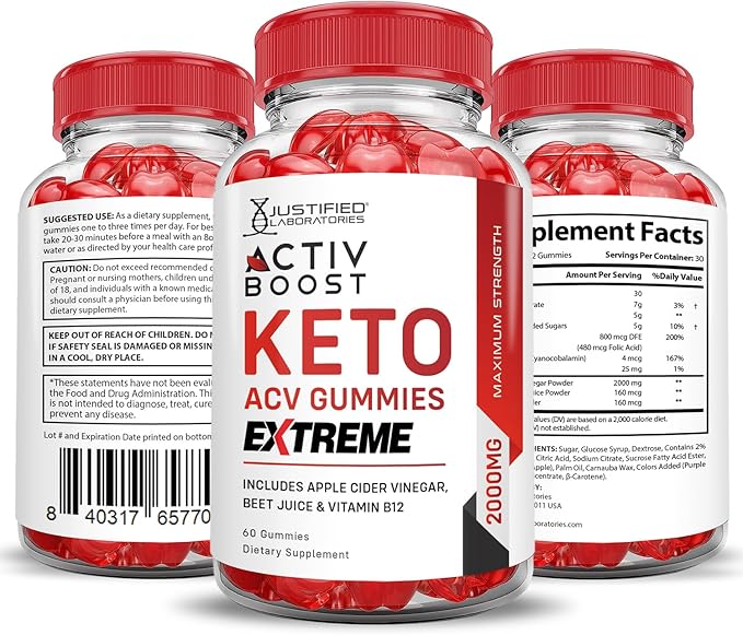 (2 Pack) Activboost Keto ACV Gummies Extreme 2000MG Active Boost Keto Gummies Apple Cider Vinegar Activ Boost Formulated with Pomegranate Beet Juice Powder B12 Vegan Non GMO 120 Gummys
