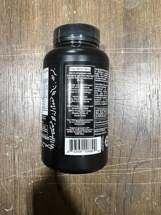 Wild Foods Fish Oil Omega 3 Supplements | 1600 mg | Highly-Potent: DPA, DHA, EPA | Burpless, Odorless, Non-GMO, Gluten Free | For Brain & Heart Health, Joint Support | 60 Capsules (1 pk) | 30 Servings