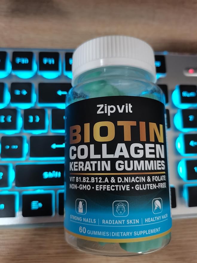 Biotin Collagen Gummies – Hair Skin and Nails Vitamins for Women & Men – Hair Growth Vitamins: B1, B2, B3, B6, B7, Collagen, Keratin, Vitamin A & D – Hair Growth Supplement – 120 Gummy Bears