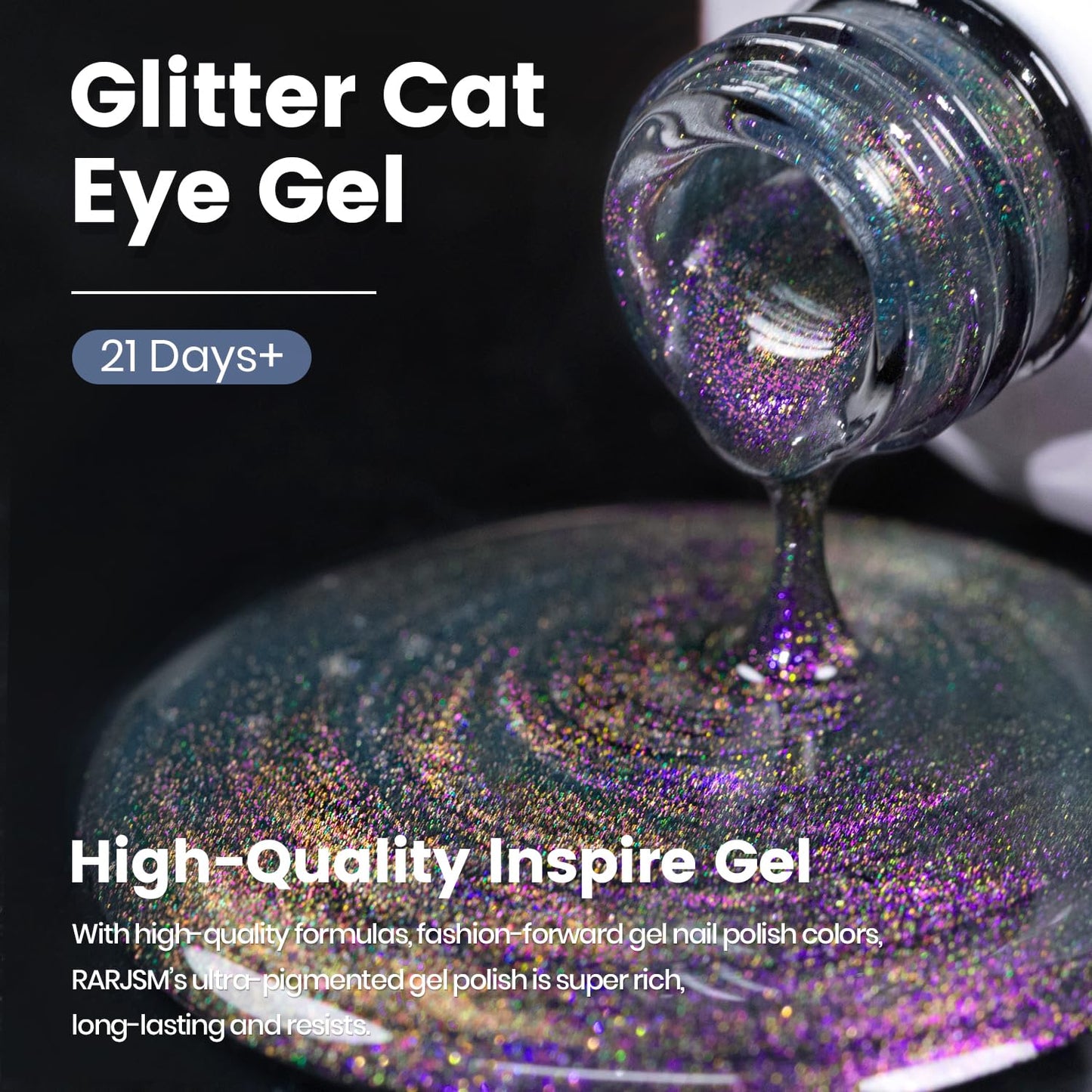 RARJSM Gray Blue Aurora Cat Eye Gel Nail Polish Multichrome Purple Orange Color Glitter Candy Glass Diamond Cat Eye Gel Polish with Magnet Stick Soak off UV LED Curing Requires Home Salon Diy Nail Art