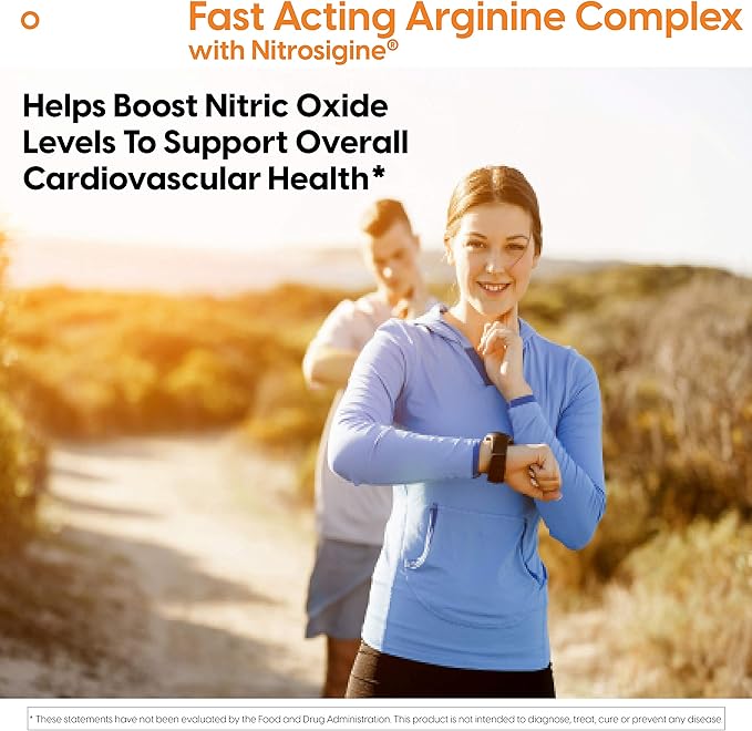 Doctor's Best Fast Acting Arginine Complex w/Nitrosigine, Boost Nitric Oxide, Blood Flow & Vessel Flexibility, Non-GMO, Vegan, Gluten Free, 750mg, White (DRB-00406), Tablet, 60 count
