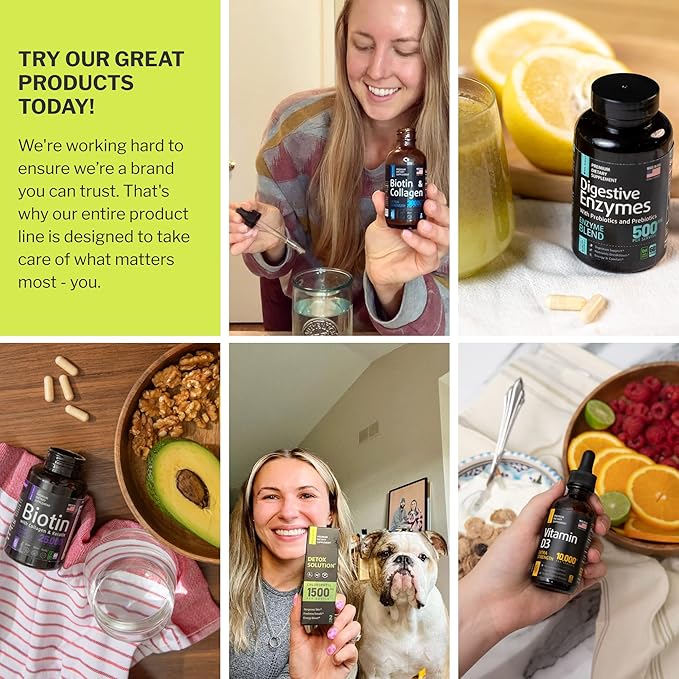 Liquid Collagen & Biotin Supplements for Hair Growth - Biotin 10000mcg Collagen Peptides 20000mcg Drops - Hair Vitamins for Hair Loss for Women & Men, Skin and Nail Strengthener - Made in USA, 2 floz