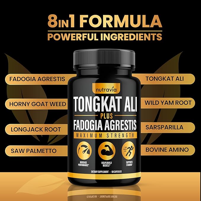 (2 Pack) Tongkat Ali Fadogia Agrestis for Men Supplement, Male Nitric Oxide Booster Longjack Tongkat Ali Extract Powder Vitamins Test Pump Flow Performance Blend Tongkat-Ali for Women (120 Capsules)