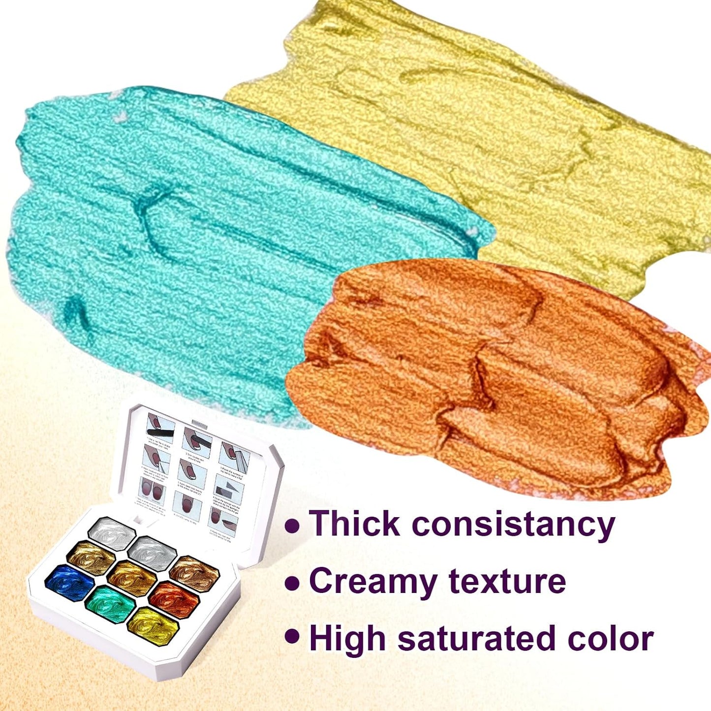 Gradient Painting Gel, 9 Colors Ombre Gel Nail Polish Gold Silver Metallic Effect Pigment Pat Aura Nails French Manicure Soak Off UV Long-lasting Home Salon DIY Nail Art Satin Metal(01)