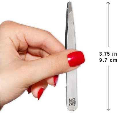 Professional Tweezers Diamond Slant Tip - Diamond Tip Tweezers for Men & Women - High Precision Design for Face, Eyebrow, Hair & Grooming - Stainless Steel Handmade Beauty Tool