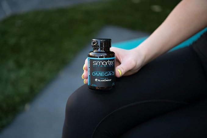 SmarterVitamins Omega 3 Fish Oil, Strawberry Flavor, Burpless, Tasteless, 2000mg, DHA EPA Triple Strength Brain Support, Joint Support, Made with AlaskOmega®, Heart Support