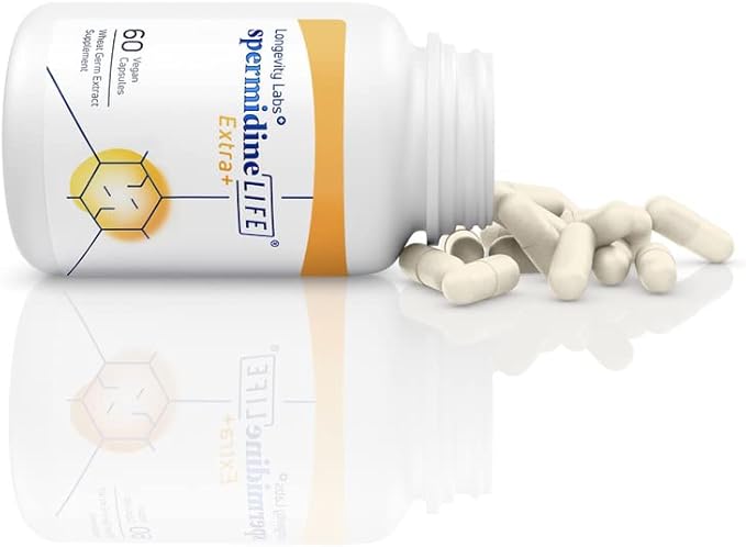 spermidineLIFE Extra+ Strength 1300mg, Natural Supplement, Plant-Based, Wheat Germ Extract with High Spermidine Content and Zinc for Cell Renewal, Vegan-Friendly, 60 Vegetarian Capsules (Pack of 1)