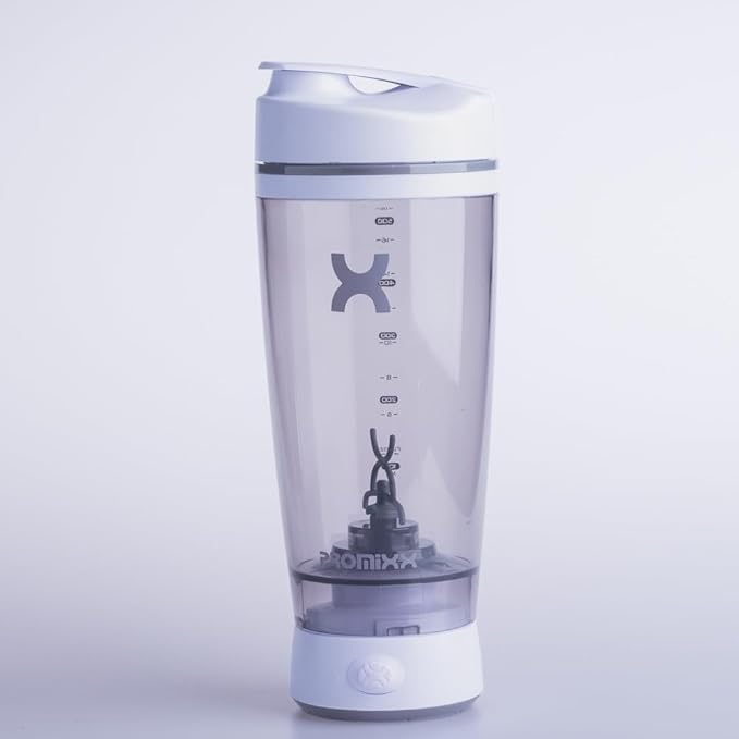 Promixx Original Shaker Bottle - Battery-powered for Smooth Protein Shakes - BPA Free, 20oz Cup (White)