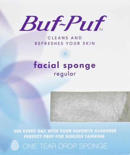 Buf-Puf Regular Facial Sponge, Dermatologist Developed, Removes Deep Down Dirt & Makeup that Causes Breakouts and Blackheads, Reusable, Exfoliating, White, 1 Count (Pack of 2)