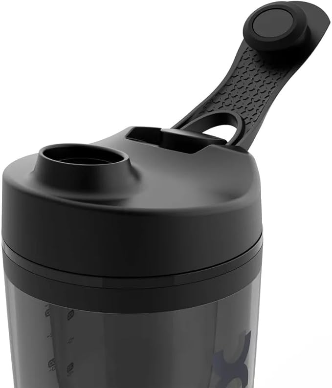 Promixx Charge Shaker Bottle - Device-charging Vortex Mixer with Supplement Storage, Easy-to-clean Tritan Cup (20oz | Black)