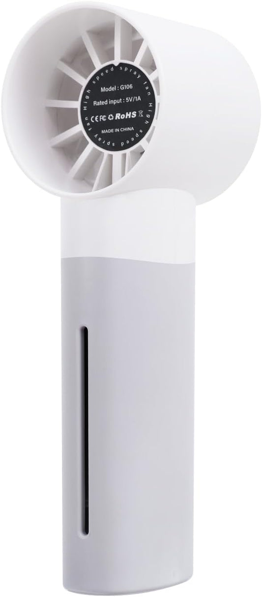 Portable mini spray fan, hand-held rechargeable humidification and water supplement fans, 5-speed, suitable for travel, beach and office use (white)