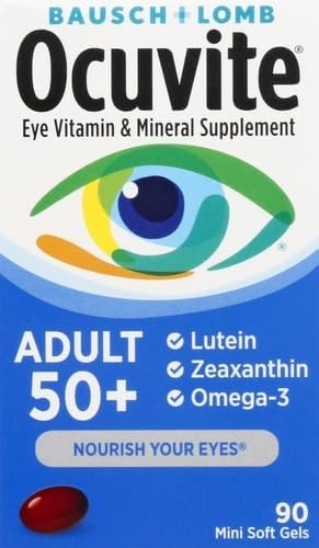 Ocuvite Eye Vitamin & Mineral Supplement, Contains Zinc, Vitamins C, E, Omega 3, Lutein, & Zeaxanthin, 90 Softgels (Packaging May Vary)