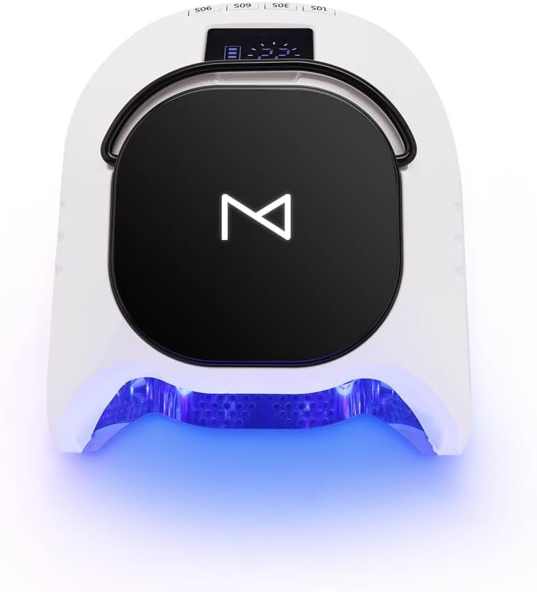 M - GlowPro Professional Hybrid 86W Wireless Rechargeable UV LED Nail Curing Lamp Cordless Nail Dryer for Gel Nails, Manicure, Pedicure (Black & White)