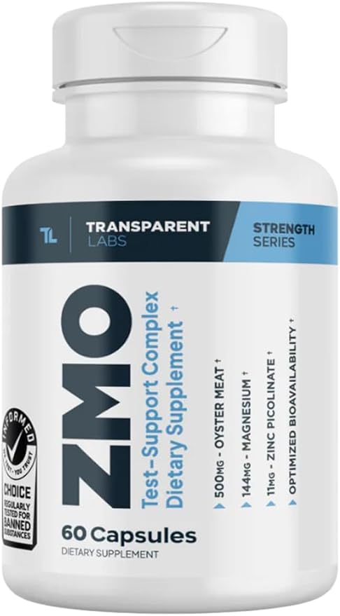Transparent Labs ZMO - Muscle Builder for Men & Women with Zinc, Magnesium Glycinate, & Oyster Powder for Muscle Recovery - 60 Count