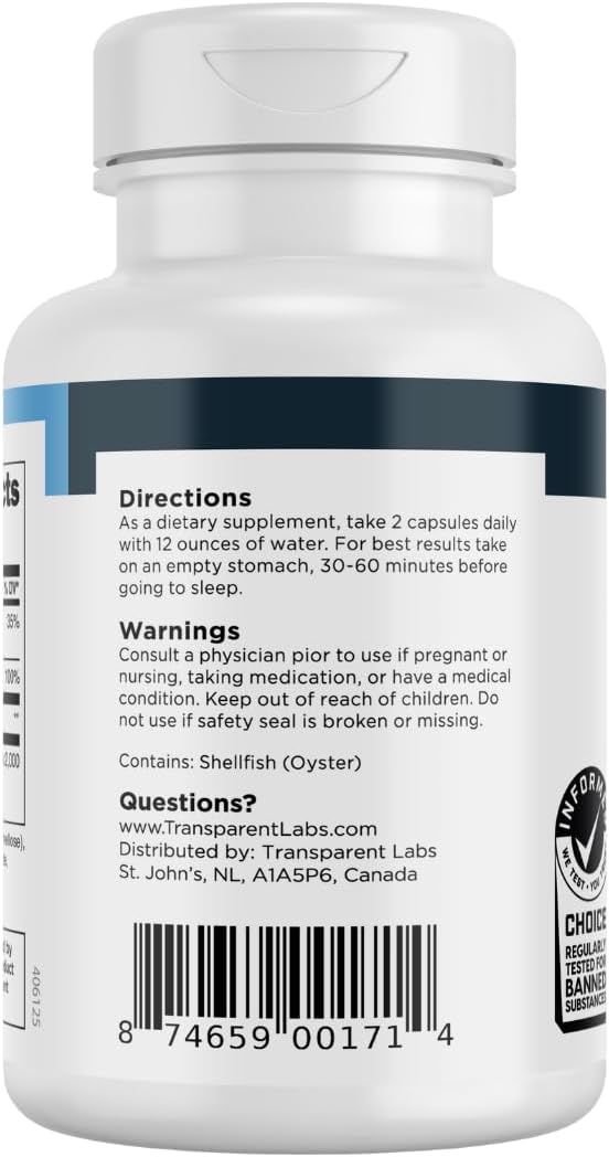 Transparent Labs ZMO - Muscle Builder for Men & Women with Zinc, Magnesium Glycinate, & Oyster Powder for Muscle Recovery - 60 Count