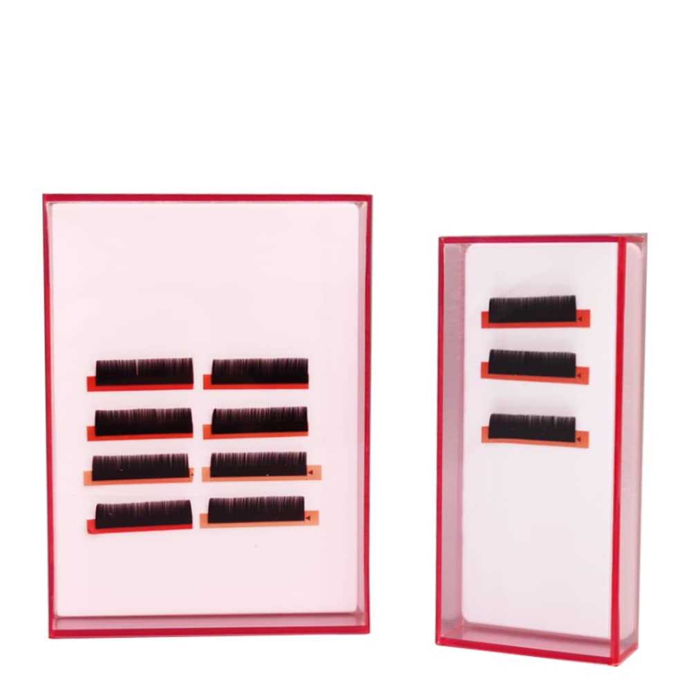 Grafting False Eyelash Acrylic Extension Pallet Organizer, Eyelash Extension Glue Tweezers Plate Makeup Palette, Dustproof Storage Box Display Training Tools Salon (Transparent Pink S)