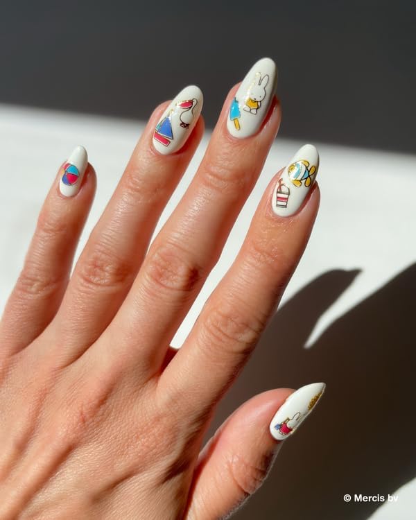Miffy at the Seaside Nail Stickers - Lightweight & Easy-to-Apply Nail Art with Trendy Design - Durable & Long-Lasting Nail Stickers for Women, Ideal for DIY Manicures & Salon-Quality Nails