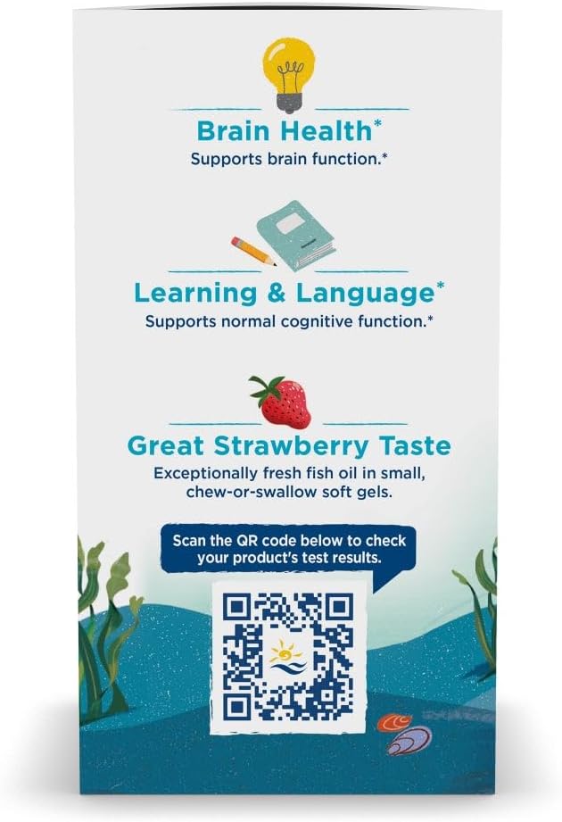 Nordic Naturals Ultimate Omega Jr., Strawberry - 120 Mini Soft Gels - 680 Total Omega-3s with EPA & DHA - Brain Health, Mood, Learning - Non-GMO - 60 Servings