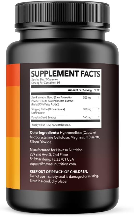 Saw Palmetto Supplement - Potent 3X Formula with Stinging Nettle + Pumpkin Seed Extract - DHT Blocker Urinary Health & Prostate Support Supplement for Mens Health - Saw Palmetto for Men 2 Month Supply