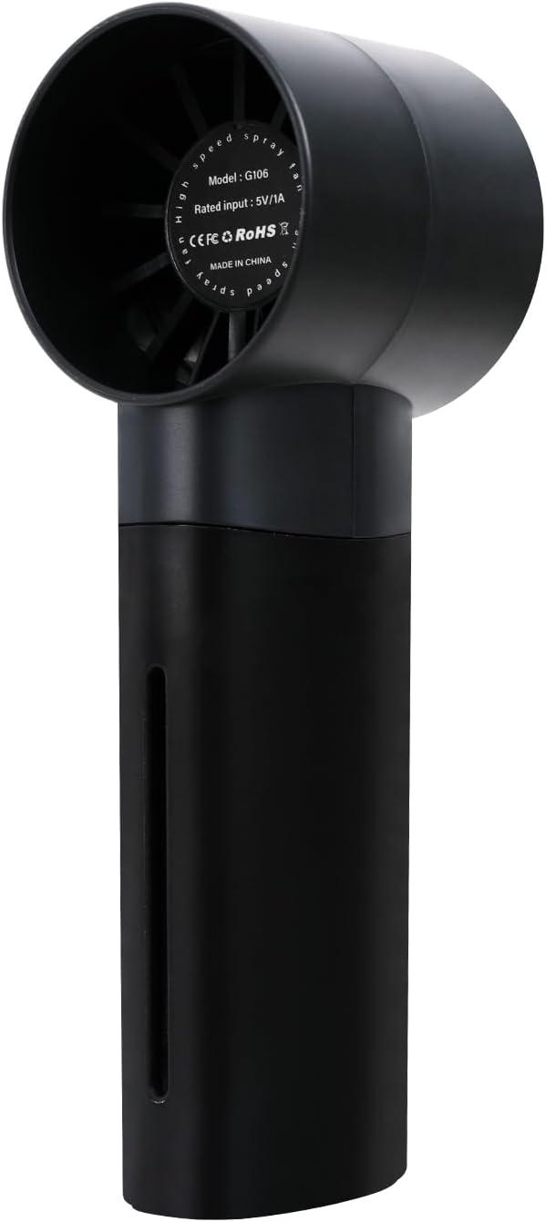Portable misting fan, hand-held rechargeable humidification and water supplement fan,5-speed 30ML water tank suitable for travel, beach and office use (Black)