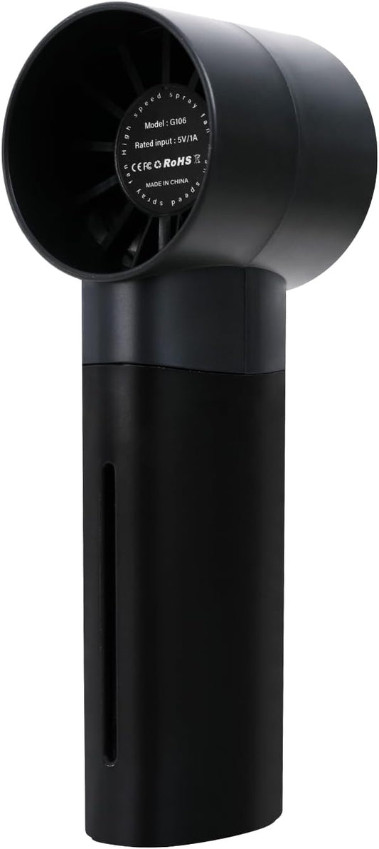 Portable misting fan, hand-held rechargeable humidification and water supplement fan,5-speed 30ML water tank suitable for travel, beach and office use (Black)