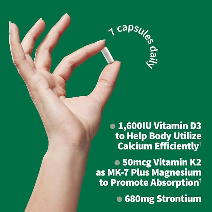 Garden of Life Calcium Supplement - Vitamin Code Grow Bone Made with Whole Foods, Strontium, Magnesium, K2 MK7, Vitamin D3 & C Plus Probiotics for Gut Health, 30 Day Supply