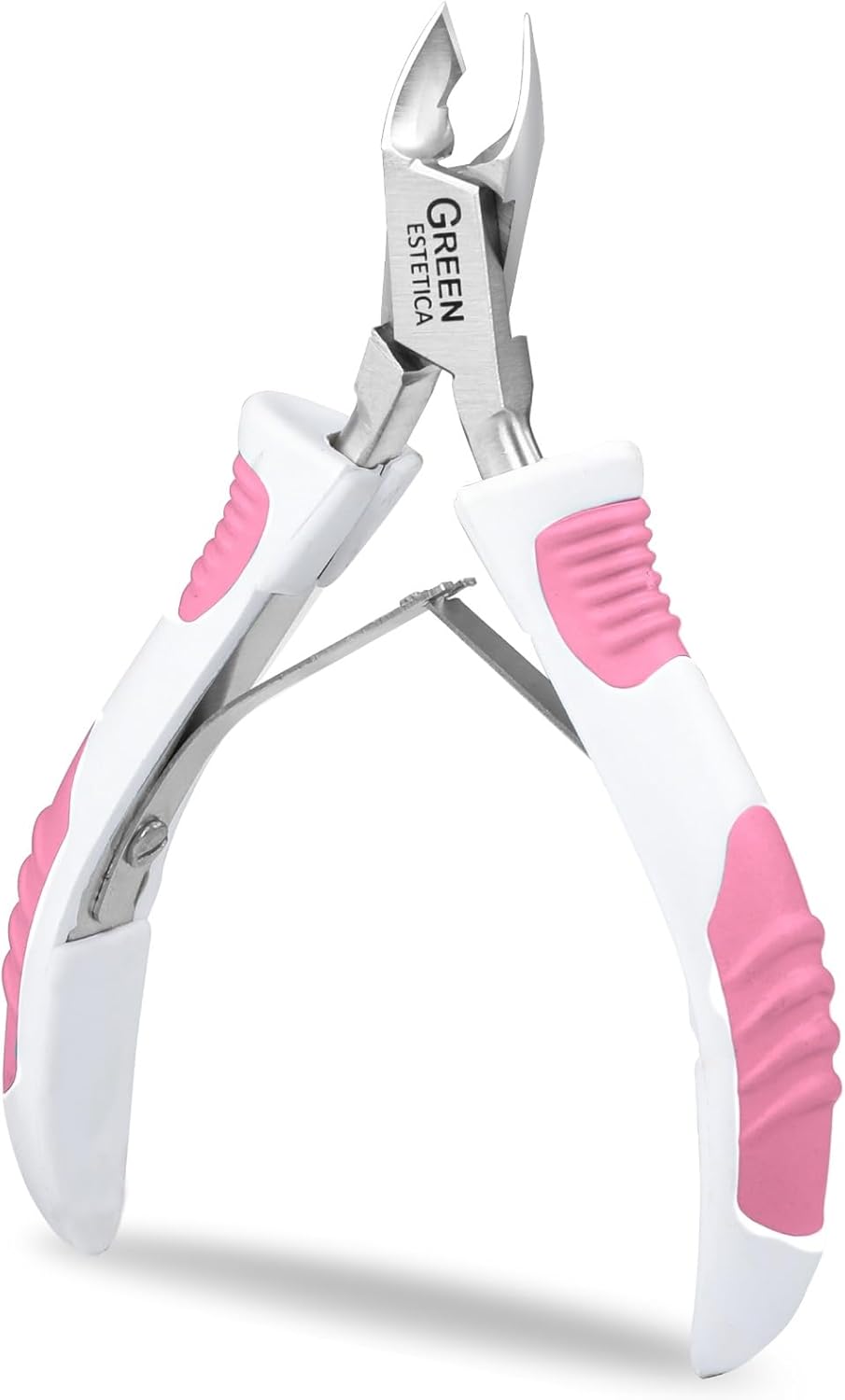 Premium Cuticle Trimmer Stainless Steel Nipper – Sharp Blades with Double Spring – Manicure Pedicure Tool for Home and Salon (White/Pink)