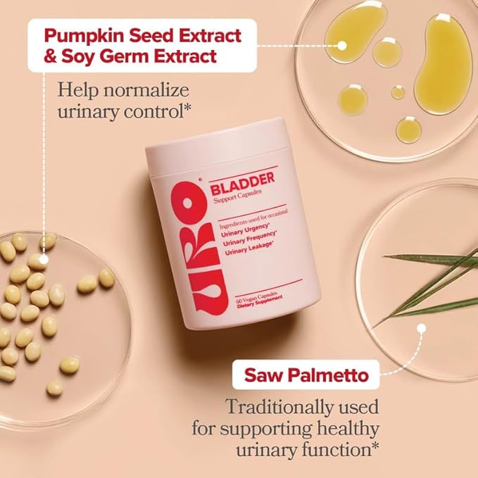 O Positiv URO Bladder Control Supplement for Urinary Urgency, Urinary Frequency, Urinary Leakage with Pumpkin Seed Extract, Soy Germ Extract, Saw Palmetto, 30 Servings (Pack of 1)