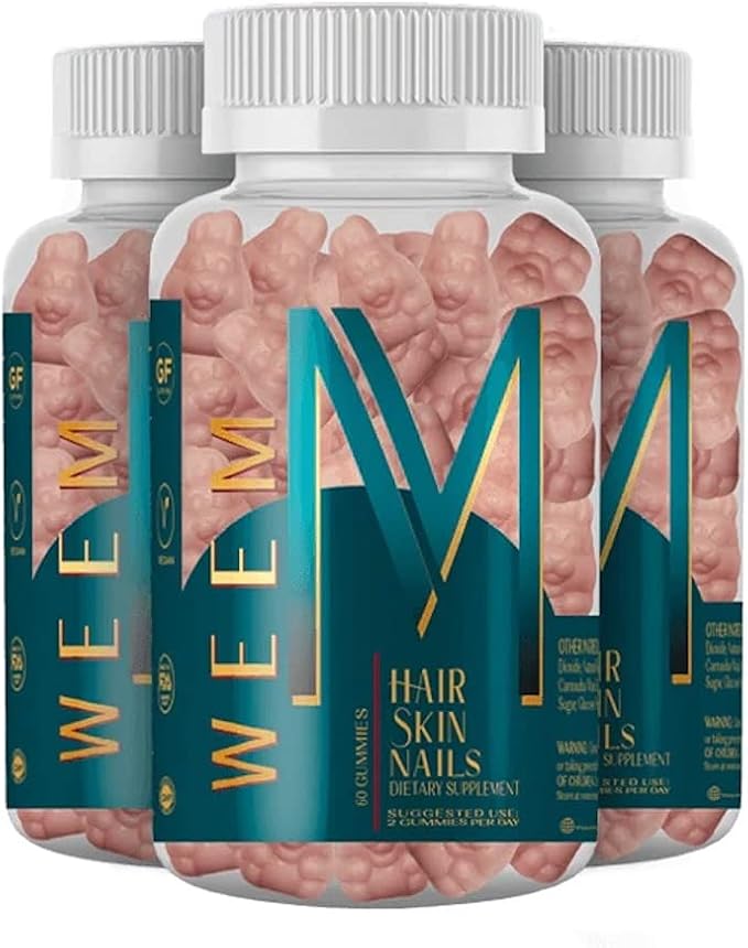 WEEM Hair Skin and Nails Gummies - Supports Healthy Hair - Vegan biotin Vitamins for Women & Men Supports Faster Hair Growth, Stronger Nails, Healthy Skin, Extra Strength (3)