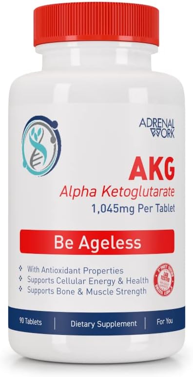 AKG (Alpha Ketoglutarate) and L arginine Supplement - 1,000 mg per Tablet, 90 Day Supply - Cellular Detox to Support Healthy Aging : Stronger Bones, Less Grey Hair, Better Gut Health*