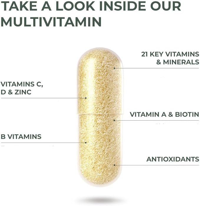 Primal Harvest 2 Pack, Multivitamin for Women and Men Vitamin A, Vitamin C, Vitamin D and E, Vitamin B12, B6, Biotin, Zinc Supplements, 30 Capsules