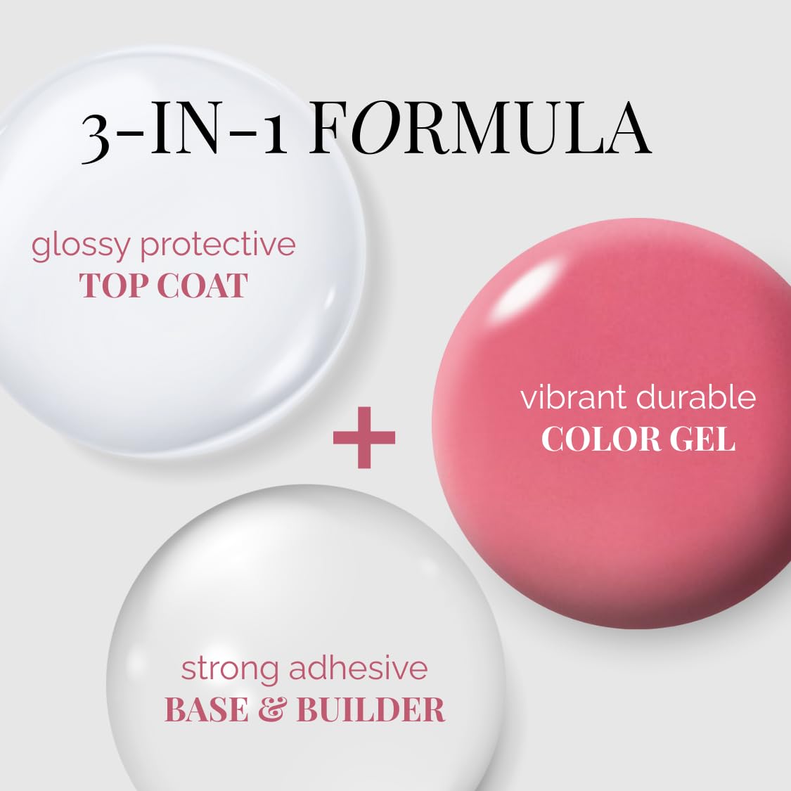 NAILOG One Step Pink Gel Nail Polish 12ml Top Coat Color Gel Base 3-In-1 Formula Soak Off UV Gel Polish for Home DIY & Gifting | Old Rose