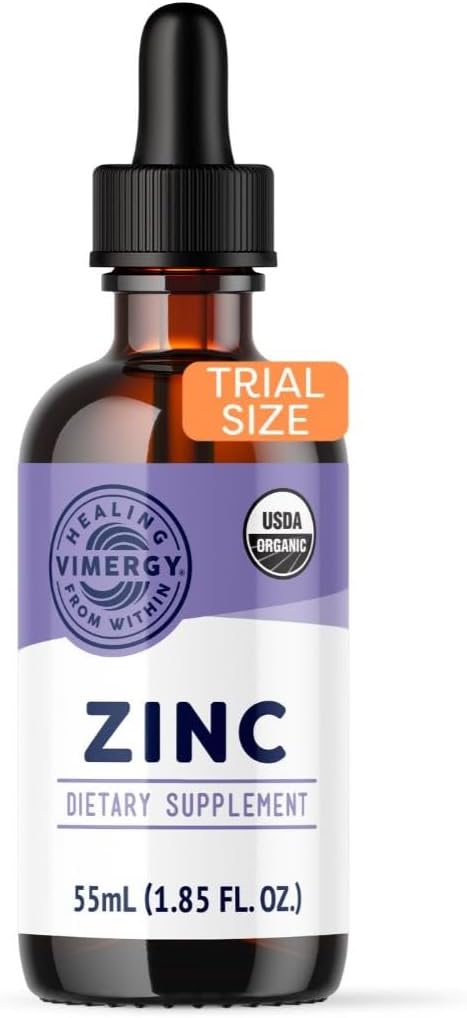 Vimergy Organic Liquid Zinc, Travel Size - 27 Servings – Alcohol Free Zinc Sulfate – Supports Immune Health & Metabolism – Antioxidant – Gluten-Free, Non-GMO, Kosher, Vegan & Paleo Friendly (55 ml)
