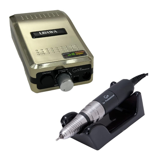 [Upower] G3 Professional Nail Drill Machine, 20000 RPM Electric File for Nails, Rechargeable Portable Nail Machine, Low Noise & Low Vibration (Made in Japan) Produced by URAWA Corp. [Gold]