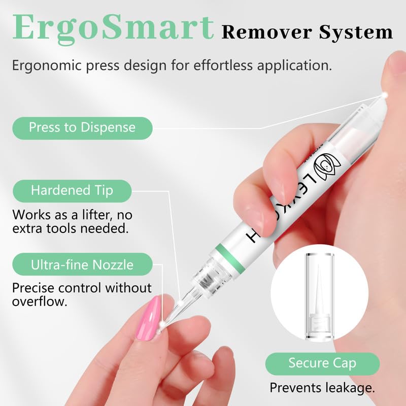 Nail Glue Remover for Press on Nails, 2025 Upgraded 2 In 1 Stick & Remover Pen Design, Not for Gel Polish Base Coat, Quick Gentle Removal Fake Nail Tips Press Ons, 2pcs*5ml