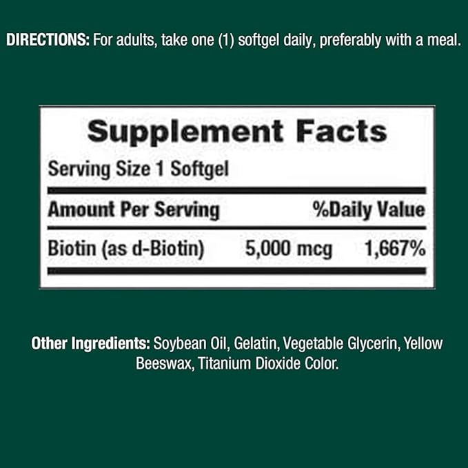 Nature's Bounty Biotin Softgels, 5000 mcg 150 ea (Pack of 2)