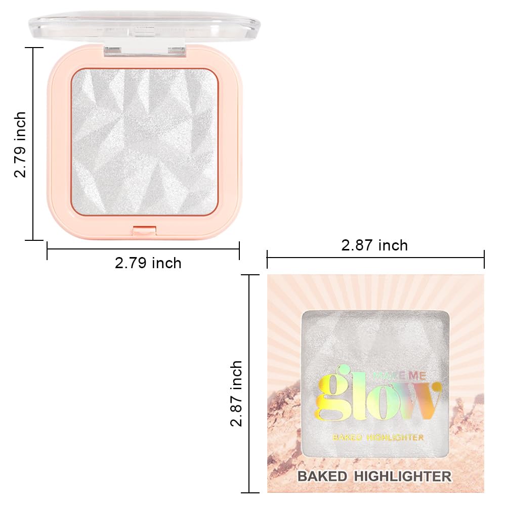 evpct Pearl White Silver Face Highlighter Makeup Shimmer Glitter Diamond Sparkly Highlighters Makeup Palette Powder for Face Body Cheek Skin iluminadores iluminador de jos maquillaje luminizers E01