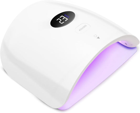LASONAS Cordless UV LED Nail Lamp 48W Professional Rechargeable Nail Lamp 48W UV Light for Gel Nails, 24 LED Gel Curing Light, Smart Sensor, 2 Timers, LCD Display, Removable Base for Salon & Home