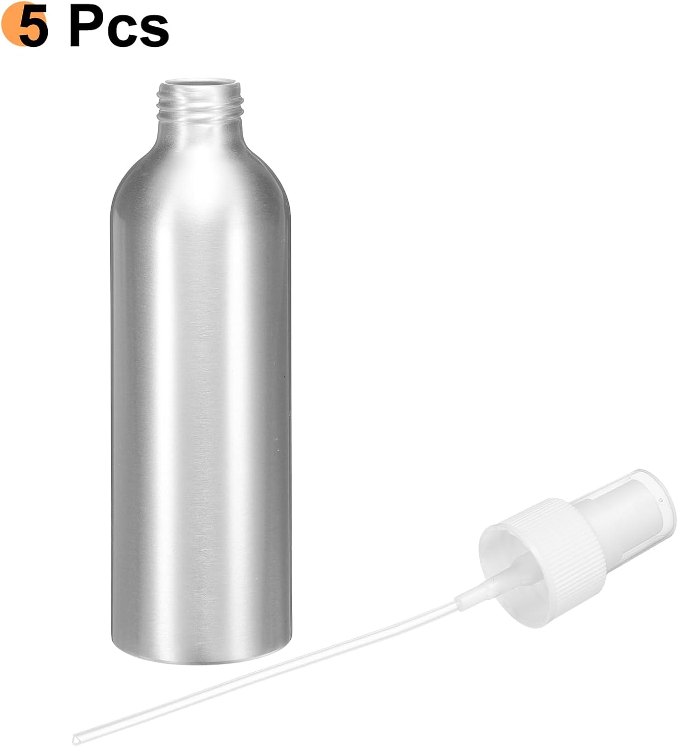 HARFINGTON 5pcs Aluminum Fine Mist Spray Bottles 200ml/6.7oz Metal Small Liquid Alcohol Refillable Travel Container with White Plastic Nozzle Cap for Perfume Skincare Cosmetic Storage Bottle