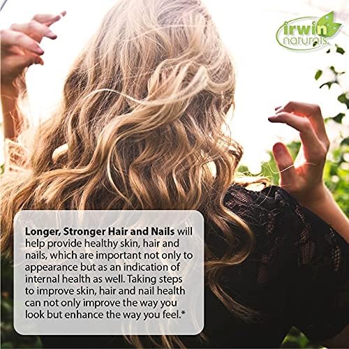 Irwin Naturals Longer, Stronger Hair and Nails - 120 Liquid Softgels - Promotes Vibrant Shine Texture & Strength - 60 Total Servings