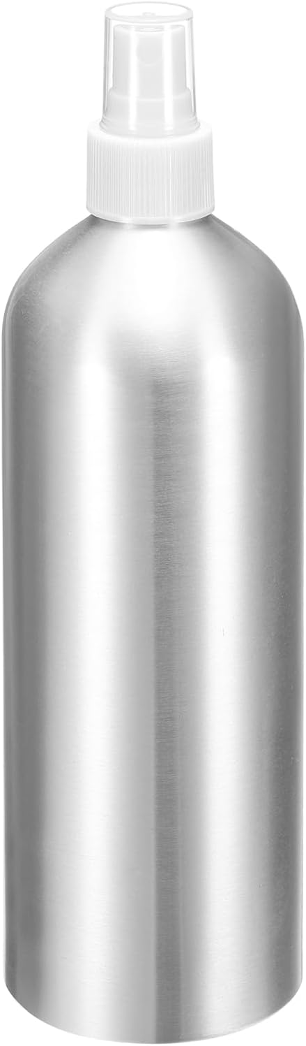 HARFINGTON Aluminum Fine Mist Spray Bottles 500ml/16oz Metal Small Liquid Alcohol Refillable Travel Container with White Plastic Nozzle Cap for Perfume Skincare Cosmetic Storage Bottle