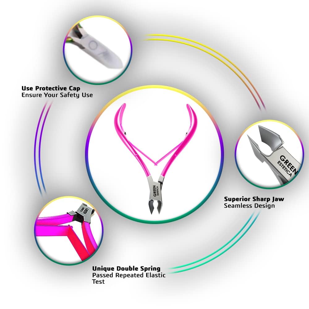 Professional Cuticle Trimmer Nail Cuticle Cutter Stainless Steel Cuticle Nippers with Sharp Blades of Cuticle Remover Clippers Manicure Tools Double Spring for Nail Care Pedicure Nail Tools (Pink)