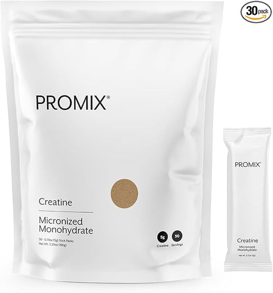 Promix Creatine Monohydrate Stick Packs | 5g of Micronized Creatine | Supports Muscle Growth & Recovery - 30 Count